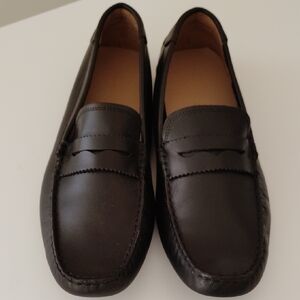 Lacoste Black Leather Slip-on Loafers.